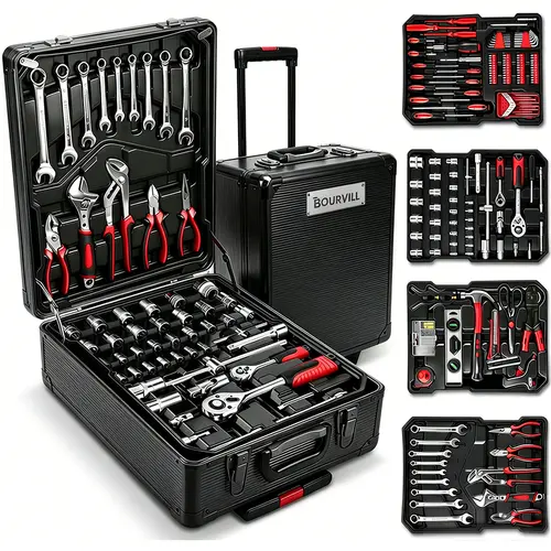 【DealsForYouDays】Bourvill 899PCS Large Capacity Metal Hand Toolbox, The Ultimate Home Repair Master Set - Comprehensive Toolbox, With 4 Drawers, General Household Toolkit, Simple And Durable, Auto Repair Repair Tools, No Assembly Required #DealsForYouDays