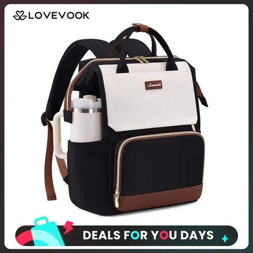 LOVEVOOK Laptop Backpack for Women with Giant Tumbler Holder Pocket, 15''/17'' Travel Work Backpack Purse for Nurse Teacher, Waterproof Backpack College Bookbag Cute Casual Daypack for Girls. TikTokFallDealsForYou