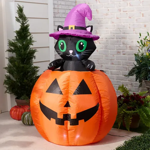 Hay & Harvest 48" Inflatable Peek-A-Boo Cat Jack-O-Lantern