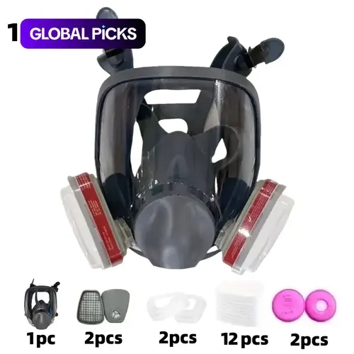 Silicone Upgrade Reusable Full Face Mask Anti-Toxic Mask Dustproof Gasproof Mask, 19-In-1 Filter Box, Protects Against Toxic Gases, Dust, Chemicals, Ideal for Painting, Sanding, Industrial Work, Safety Equipment Protective Mask #GLOBAL PICKS