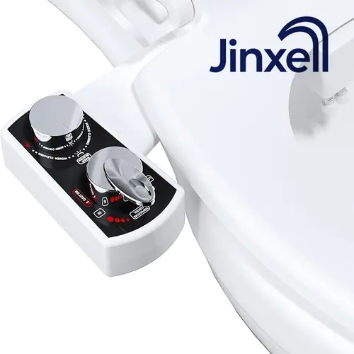 Jinxell Toilet Seat Bidet Attachment - Non-Electric, Hot & Cold Water Temp Control, Dual Nozzle for Front/Rear Wash, Customize Washing Force, Self-Cleaning Sprayer Jet, Effortless Maintenance, Spray Jet & Bidet Parts