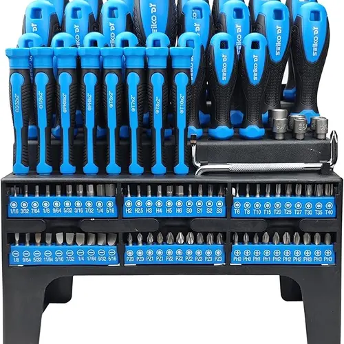 118-Piece Magnetic Screwdriver Set with Plastic Racking, Includes SAE & Metric Hex Keys, Precision Screwdriver and Magnetizer Demagnetizer DIY Tools for Men Tools Gift