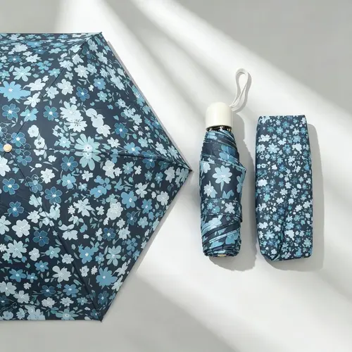 6-Rib Portable UV Protection and Waterproof Folding Umbrella, Compact Pocket Umbrella for Travel and Commute, Available in Multiple Colors for Men and Women