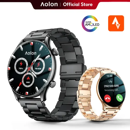Aolon GTR3 Unisex Alloy Silicone Health Smartwatch - 1.43" AMOLED Always-On Display, 7H Glass Screen, 110+ Sport Modes, Bluetooth Monitor, Sleek Business Design, Music Player, Fast Charging, 120-Hour Battery, iOS & Android Compatible, Ideal Wearable Gift