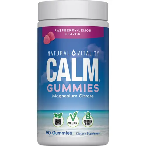 CALM Gummies - 60 Count - With Magnesium - Raspberry-Lemon Flavor - 60 Vegan Gummies