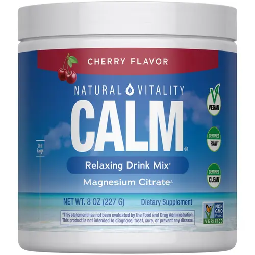 CALM Relaxing Drink Mix - Anti Stress Drink Mix -  Magnesium Citrate Supplement - Gluten Free, Vegan, & Non-GMO - Cherry, 8 oz