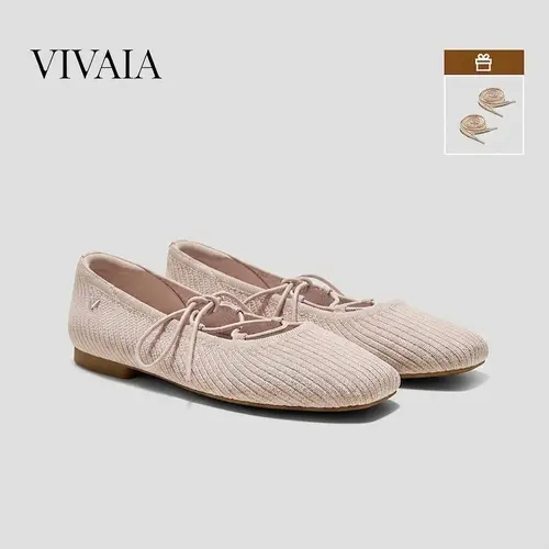 VIVAIA Women’s Chic Square-Toe Lace-Up Mary Janes Flats - Women's Shoes with 1cm/0.39" Arch Support, Lightweight Foldable Rubber Sole, 2 Lace Styles Included, Fall Walking Shoes (Miley)