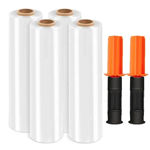 Durable Polyethylene Stretch Wrap Film Roll Pack (15'' x 1000 ft, 60 Gauge, 2/4 Pack) - 500% Stretchability, Non-Toxic, Puncture-Resistant, Odor-Free, Dust/Moisture Guard for Home Improvement Packing, Storage, Shipping, No Residue
