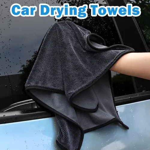 QIFOR-Twist Ring Microfiber Car Drying Towel - Auto Detailing Supplies, Auto Wash Accessories, Car Cleaning Towel for Scratchless Drying, Streak-Free Finish, Durable, Microfiber Pulls Water Away Fast