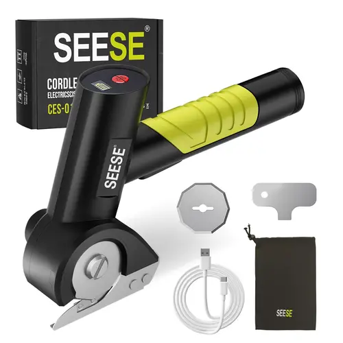 SEESE Cordless Rechargeable Electric Scissors – Portable Cutter for Fabric, Cardboard, Carpet & Leather Sewing Supplies Crafts Sewing Tools backtoschool
