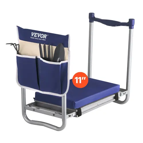 VEVOR 2-in-1 Foldable Ergonomic Garden Kneeler-Stool, 11" Size, 11in EVA Foam, 10mm Switch Pad, 600D Oxford Cloth Protector, Anti-Slip Tubing, Side Handles, 6.8 lbs, 360lbs Heavy-Duty, Easy to Stand Up, Portable Gear for Weeding, Knee Joint Fatigue Relief