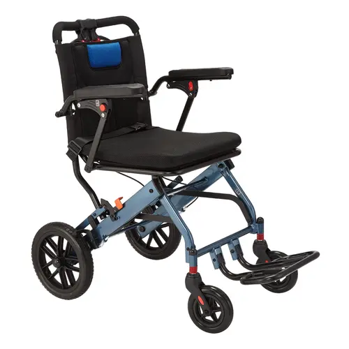 【GARVEE】Foldable Aluminum Travel Wheelchair with Carry Handle, 16in Seat Width, 8in PVC Wheels, Handbrake, Breathable Honeycomb Airflow, Comfortable TSA-Approved Mobility Aid for Travel & Daily Use