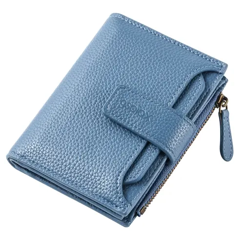 GSOIAX Women's Genuine Cowhide Bifold Card Holder Organizer - Compact & Functional RFID Blocking Pouch with Card Slots, Coin Pocket, Durable & Luxurious Feel, Secures Personal Information, Mother's Day Gift