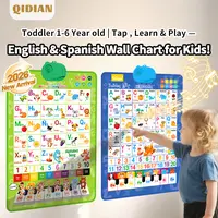 Bilingual Talking Wall Chart for Kids – English & Spanish Learning Poster with Songs, ABCs, Numbers, Animal words & Piano – Interactive Educational Toy for Toddlers 1-6 – No Screen, Battery Powered classroom use Alphabet Preschool