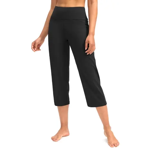 G GRADUAL Female High Waisted Capri Leggings - 3.5" Elastic Waistband Tummy Control, Athletic Stretchy Fabric Straight Leg Yoga Pants with Pockets, Multi-Size High Waist Sportswear Workout Bottoms