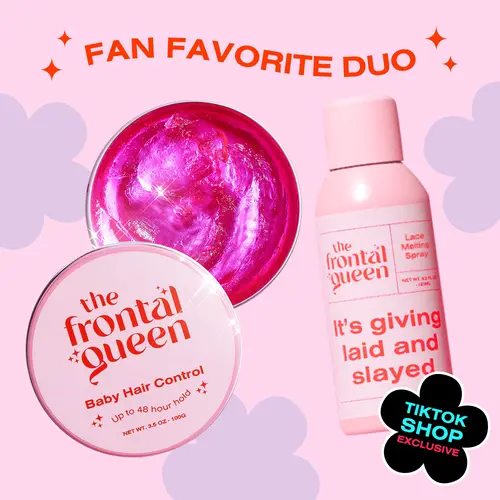 The Frontal Queen FAN FAVORITE DUO for Seamless Lace Wig Installs and Baby Hair Styling | No White Cast Lace Melting Spray + Flake-Free Edge Control | Long-Lasting Hold, Humidity-Resistant, Soft Touch Baby Hair for Wigs, Frontals, and Leave-Out