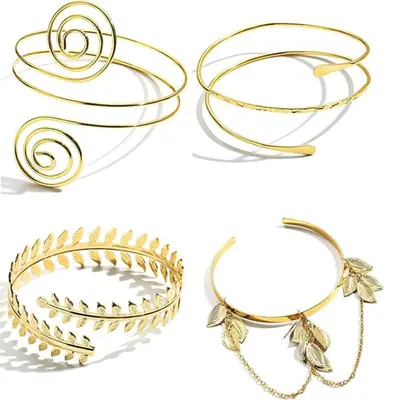 4PCS Arm Cuff Upper Arm Band Cuff Bracelet Bangle for Women Adjustable Armband Set