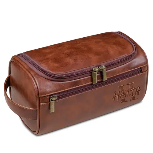 HAILTH Men's Premium Waterproof Leather Toiletry Travel Bag - Large Durable Stylish Dopp Kit, Multifunctional Hanging Organizer, Christmas Gift for Boyfriend, On-the-Go Luggage Organization Bag for International Travel & Life on the Road