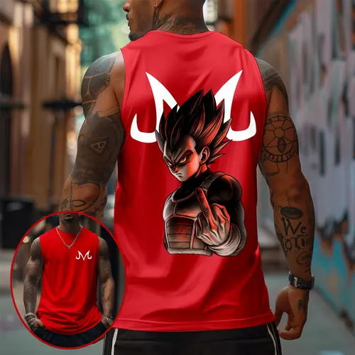 Dragon Ball DBZ Vegeta Saiyan Unisex Summer outfits men streetwear 80s 90s graphic tees cotton Anime tank tops men gifts