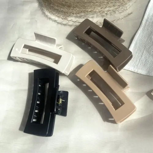 Women's 4PCS Cute Rectangle Flat Claw Clips - Thin Multi-Use Fashion Hair Accessories, Wedding-Ready Casual Female Accessory for Long & Short Hair, Ideal Daily Gift