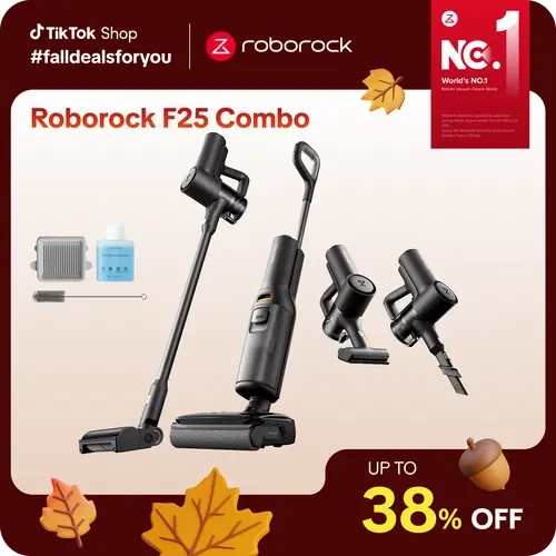 Roborock F25 Combo Cordless Wet Dry Vacuum Cleaner - 5-in-1 Bagless Battery Powered Floor Cleaning System, 20000Pa Suction, Multi-Surface Wet Dry System Vacuums, Auto Cleaning & Drying, Automatic Dirt Disposal #TikTokShopFallDealsForYou