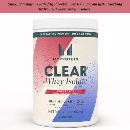 Myprotein Clear Whey Isolate Protein Powder - Filler-Free, Sugar-Free, 20g High-Protein Supplement, 90-Calorie, Hydrolyzed Fast-Absorb Whey, Fruit-Flavored Clean Eats for Fitness Gym Muscle Support