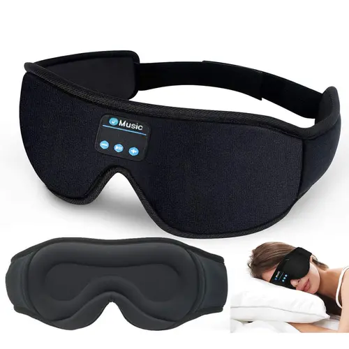 HITOZON Unisex Wireless HD Stereo Sleep Headphones with 3D Eye Mask, Ultra-Thin Speakers, HD Calls, Long-Lasting Lithium Ion Battery, BT-Music, Perfect for Sleeping, Yoga, Cool Gadgets for Adults