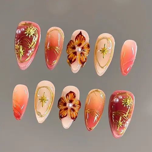 NailVesta AFTERGLOW – 100% Handcrafted 3D Press-On Nails | Reusable, Long-Lasting, Salon-Quality Handmade Press Ons Handmade Press Ons