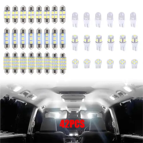Super Bright White LED Interior Light Kit (42Pcs/White-70Pcs) - DE3175 T10 31mm 41mm 194 Bulbs, Plug-In Easy, Enhances Vision, for Dome Map Lamps, Car Stuff, Cool Car Decorations, Auto Accessories Interior, Vehicle Accessory