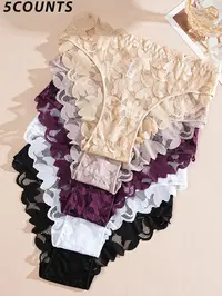 Women's Sexy Lace Underwear Set, Fitted Comfort Breathable Panties, Multi-Color Hollow Out Lingerie for Women Daily Wear, Womenswear, Breathable Lace Knicker