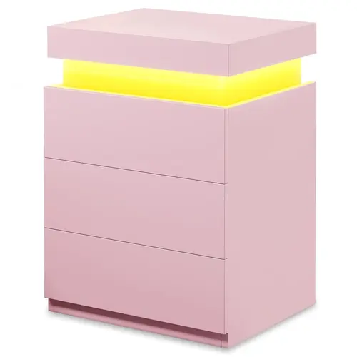 Sikaic LED Nightstand with Charging Station, Pink Bedside Table with Sliding Top Drawer, 3 Storage Drawers and Modern Design for Bedroom, Home Furniture Christmas Gifts cozy home familyfun [TikTokShopblackfriday]