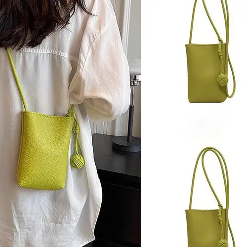 Mini Crossbody Bag, Fashionable Dopamine Color Scheme, Woven Pendant Design, Multifunctional Phone Carrier, Casual Shoulder Bag #GLOBAL PICKS