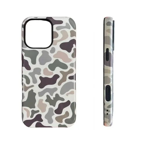 Camouflage Print Anti-Drop Protector Case for iPhone 16/15/14/13/12/11 Pro Max Plus, Thin Pocket-Friendly Double-Layer Mobile Accessory with Soft TPU Inner Shell & Polycarbonate Bumper