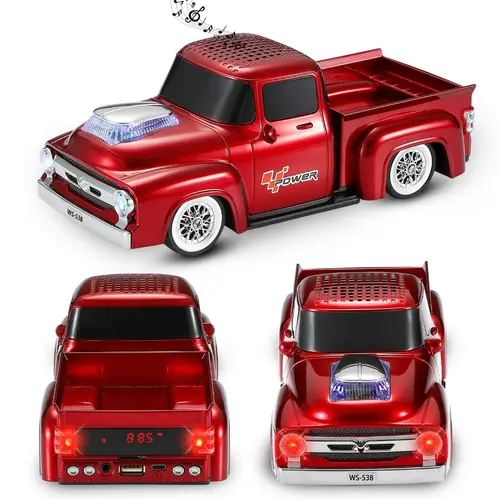 WSTER WS-538BT Car Model Bluetooth Stereo Speaker with USB, TF Card, AUX, FM Radio, TWS Pairing - Anniversary Gift for Him, BF Birthday Gift for Indoor/Outdoor Use (TikTokShopBlackFriday)