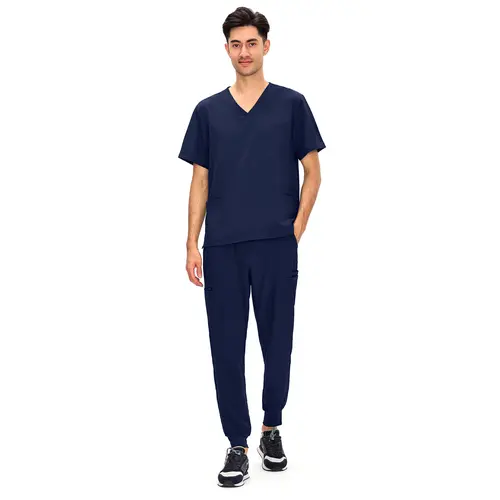 COZYSCRUBS Scrubs for Men -Lunarian Set- 4 Pockets V-Neck Scrub Top and 7 Pockets Jogger Pants Mens Scrubs Set