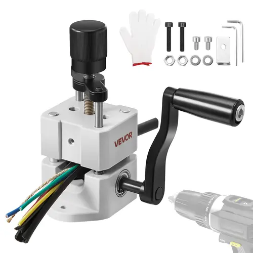 【toolupgrade】VEVOR Manual Wire Stripping Machine - 1.19 lb Portable Scrap Copper Recycling Tool, 0.06-1 inch Capacity, Crank Handle or Power Drill Powered, 64Mn Quenched Blades, 45# Steel Rollers, ABS & PC Peeler with Pressure Plate, Tools and Gadgets