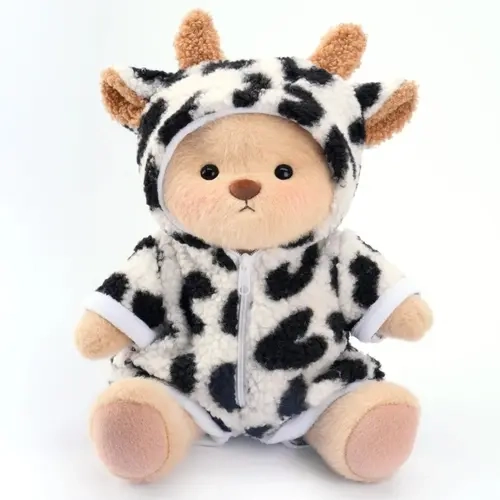 Getahug Cow Bear Handmade Manual Jointed Moveable Stuffed Animal - 12 Inches Polyester, Unique Stitch Work, Cute Cuddly, Cartoon, Summervibes, Stuffed Animal Collectibles, 6-8 Years Gift, 1×Gift Box (Ages 6+)
