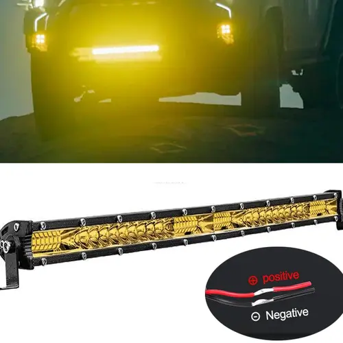 20inch Single Row Thin 156W Output LED Light Bar - Spot Flood Combo Beam Yellow Fog & Work Accessory for Off-Road Trucks, Boat, Led Lights Car Vehicle