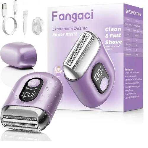 SHPAVVER [Tiktokshopbacktoschool] Women's Compact Cordless Electric Shaver - Rechargeable Battery, LED Display, IPX7 Waterproof Wet Dry Razor, Bikini Trimmer, Self Care Gadgets for Women, Clean Shave for Daily Care (Blue, Pink)
