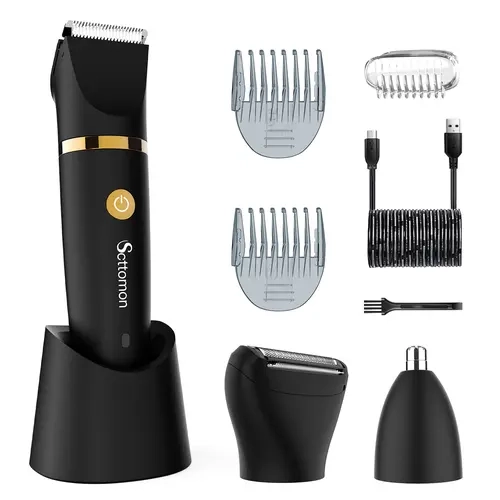 Men's 3-In-1 Multi-Function Body Hair Trimmer, USB-C Rechargeable Waterproof Grooming Kit for Beard, Sideburns, Nose Hair, Perfect Gift for Fathers and Boyfriends, Cordless Rechargeable Wireless Trimmer