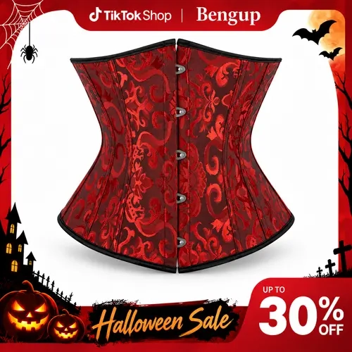 Women's Elegant Lace-Up Boned Jacquard Brocade Underbust Waist Training Corset Belt - Adjustable Fit Body Contouring Vintage Shapewear, 1-Piece Women's Underwear Accessory for Cosplay Costume 9427-live-1
