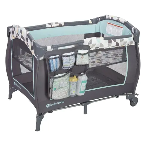 Baby Trend® Trend-E Portable Nursery Center® Playard w/ Full-Size Bassinet, Parent Organizer & Tote Bag