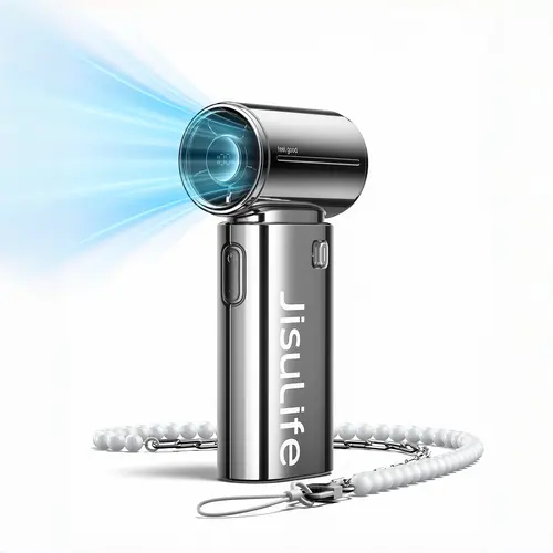 JISULIFE 2026 Life9s Chrome Portable Handheld Turbo Cooling Fan - 5000mAh Rechargeable, 18H Runtime, High-Speed, Tech Gadgets, Fathersdaygift, Unique Gifts for Man, Household Appliances