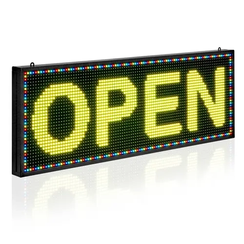 VEVOR Programmable P10 Full Color Flexible LED Sign, 40x14in Vertical/Horizontal Digital Scrolling Panel, Bluetooth APP Control, DIY Text-Number Print, Aluminum Frame, Wall Mount, Dates Display, Outdoor Waterproof RGB Led Lights for Store Advertising, Led