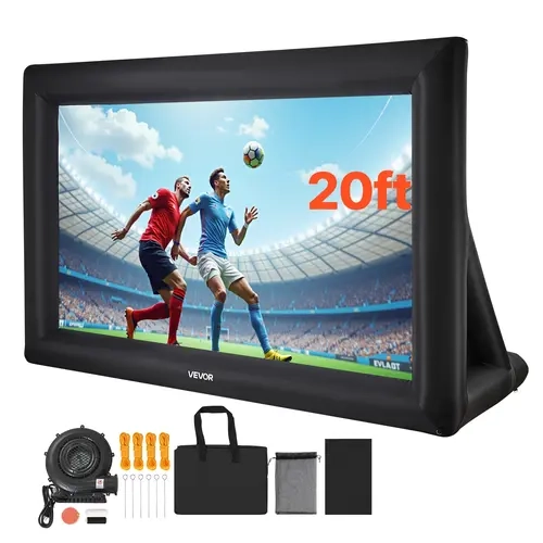 VEVOR 20FT Oxford Fabric Inflatable Projector Screen, Washable Front/Rear Projection Screen with 250W Air Blower, Expansive Viewing Angle for Family Backyard Home Theater, Weddings