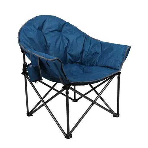 PHIVILLA Heavy-Duty Oversize Camping Chair Round Moon Saucer Chair Padded Folding Chair with Cup Holder and Carry Bag, Red