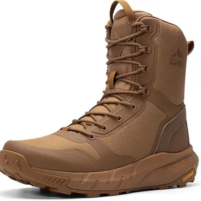【DealsforYouDays】NORTIV 8 Men's Military Tactical Boot 8 Inches Round Toe Laced Closure Lightweight Comfortable for Work All Day Side Zipper Motorcycle Combat Hiking Boots Durable Black Supportive Protection Outdoor Sturdy,summerwins,father'sdaygifts
