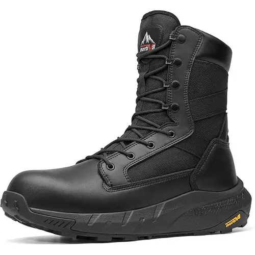 【Fall Deals】NORTIV 8 Men's 8" Composite Toe Work Boots - Leather Fabric, Military Look, Lightweight Side Zipper, Shock Resistant, Insulated, Peakforce-Nano, Airflow Mesh Insole, Arch Support Mesh, Bouncy EVA Step, All-Day Comfort Construction Footwear