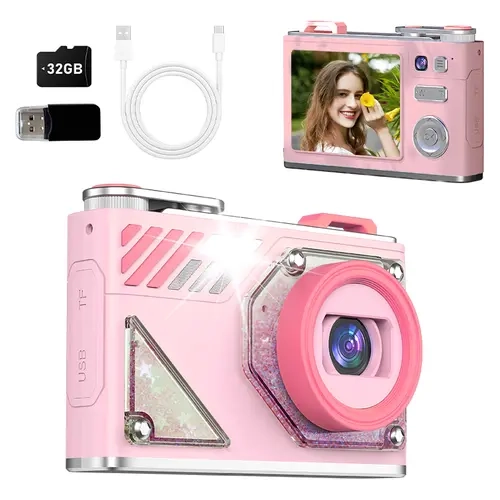 T-JERZENS Beginner Compact Travel Point & Shoot Camera for Students - 1080P HD Mini Portable, Built-in Flash & Filter Functions, Digital Zoom, Manual Settings, CMOS Sensor, Micro SD Compatible, Cordless MP4 Vlogging Camera techvibes