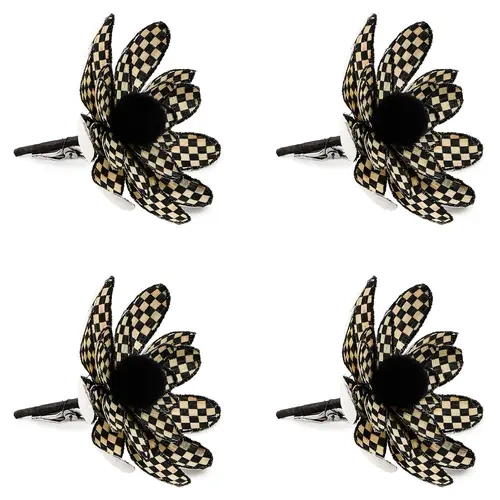 MacKenzie Childs Set of 4 Checked Flower Clips